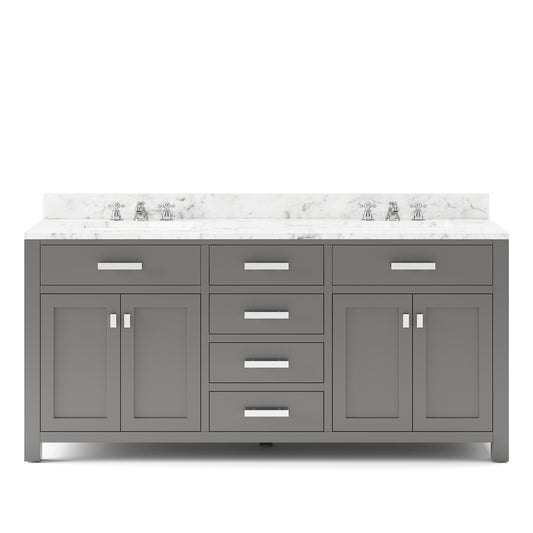 Water Creation | 72 Inch Cashmere Grey Double Sink Bathroom Vanity With Faucet From The Madison Collection | MS72CW01CG-000BX0901