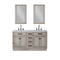 Water Creation | Chestnut 60 In. Double Sink Carrara White Marble Countertop Vanity In Grey Oak with Mirrors | CH60CW03GK-R21000000