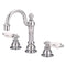 Water Creation | American 20th Century Classic Widespread Lavatory F2-0012 Faucets With Pop-Up Drain in Chrome Finish With Porcelain Lever Handles, Hot And Cold Labels Included | F2-0012-01-CL