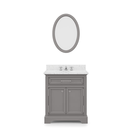 Water Creation | 30 Inch Cashmere Grey Single Sink Bathroom Vanity With Matching Framed Mirror From The Derby Collection | DE30CW01CG-O24000000