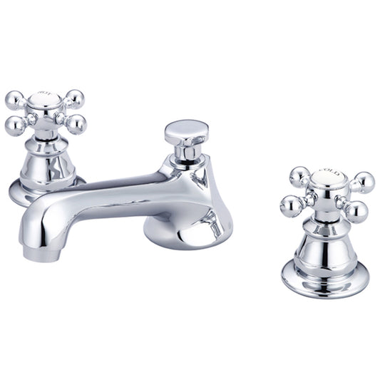 Water Creation | American 20th Century Classic Widespread Lavatory F2-0009 Faucets With Pop-Up Drain in Chrome Finish With Metal Cross Handles, Hot And Cold Labels Included | F2-0009-01-BX