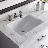 Water Creation | 72 Inch Pure White Double Sink Bathroom Vanity With Matching Framed Mirror And Faucet From The Madalyn Collection | MA72CW01PW-R72BX0901