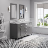 Water Creation | 60 Inch Cashmere Grey Double Sink Bathroom Vanity With 2 Matching Framed Mirrors From The Madison Collection | MS60CW01CG-R21000000