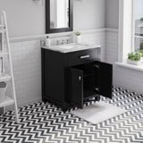 Water Creation | 30 Inch Espresso Single Sink Bathroom Vanity With Matching Framed Mirror And Faucet From The Madison Collection | MS30CW01ES-R24BX0901