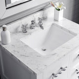 Water Creation | 30 Inch Pure White Single Sink Bathroom Vanity With Matching Framed Mirror And Faucet From The Madalyn Collection | MA30CW01PW-R24BX0901