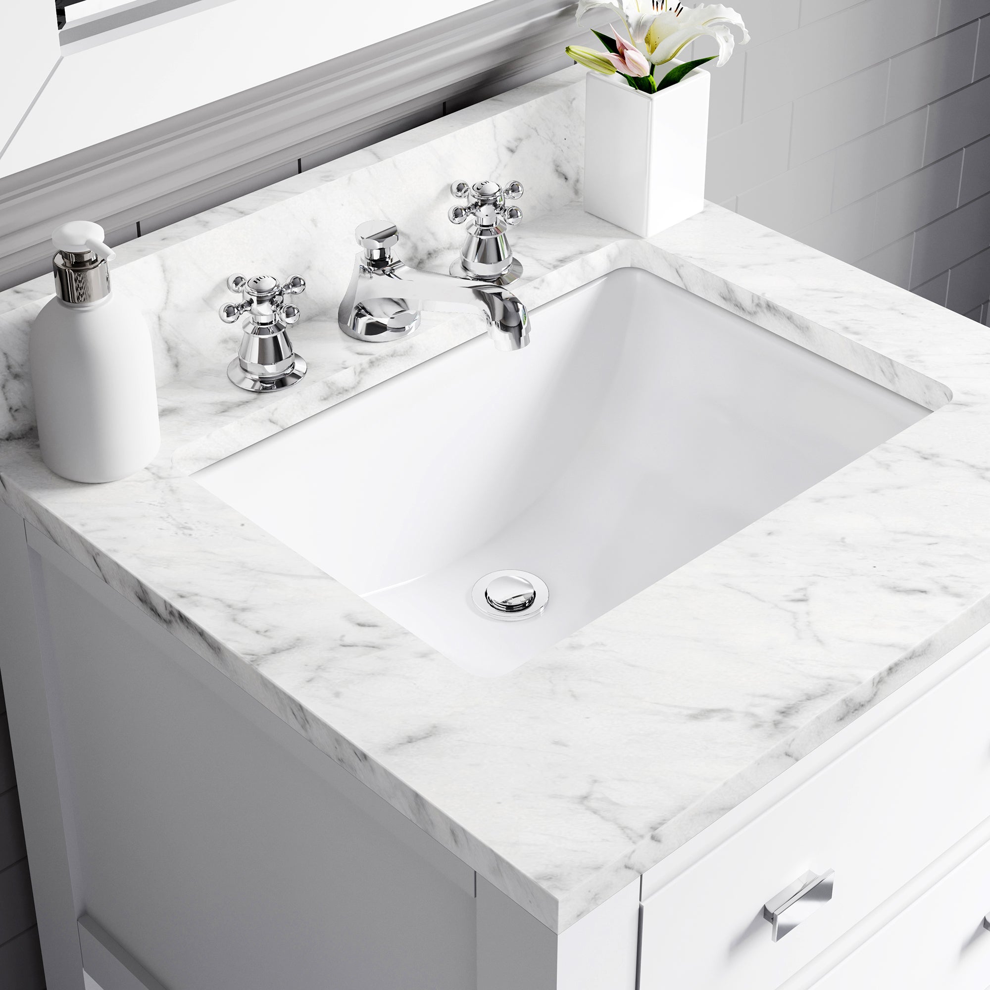 Water Creation | 24 Inch Pure White Single Sink Bathroom Vanity With Faucet From The Madalyn Collection | MA24CW01PW-000BX0901