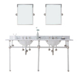 Water Creation | Empire 72 Inch Wide Double Wash Stand, P-Trap, Counter Top with Basin, F2-0009 Faucet and Mirror included in Polished Nickel (PVD) Finish | EP72E-0509