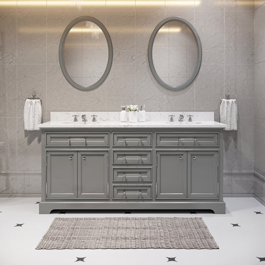 Water Creation | 72 Inch Cashmere Grey Double Sink Bathroom Vanity With Matching Framed Mirrors From The Derby Collection | DE72CW01CG-O24000000