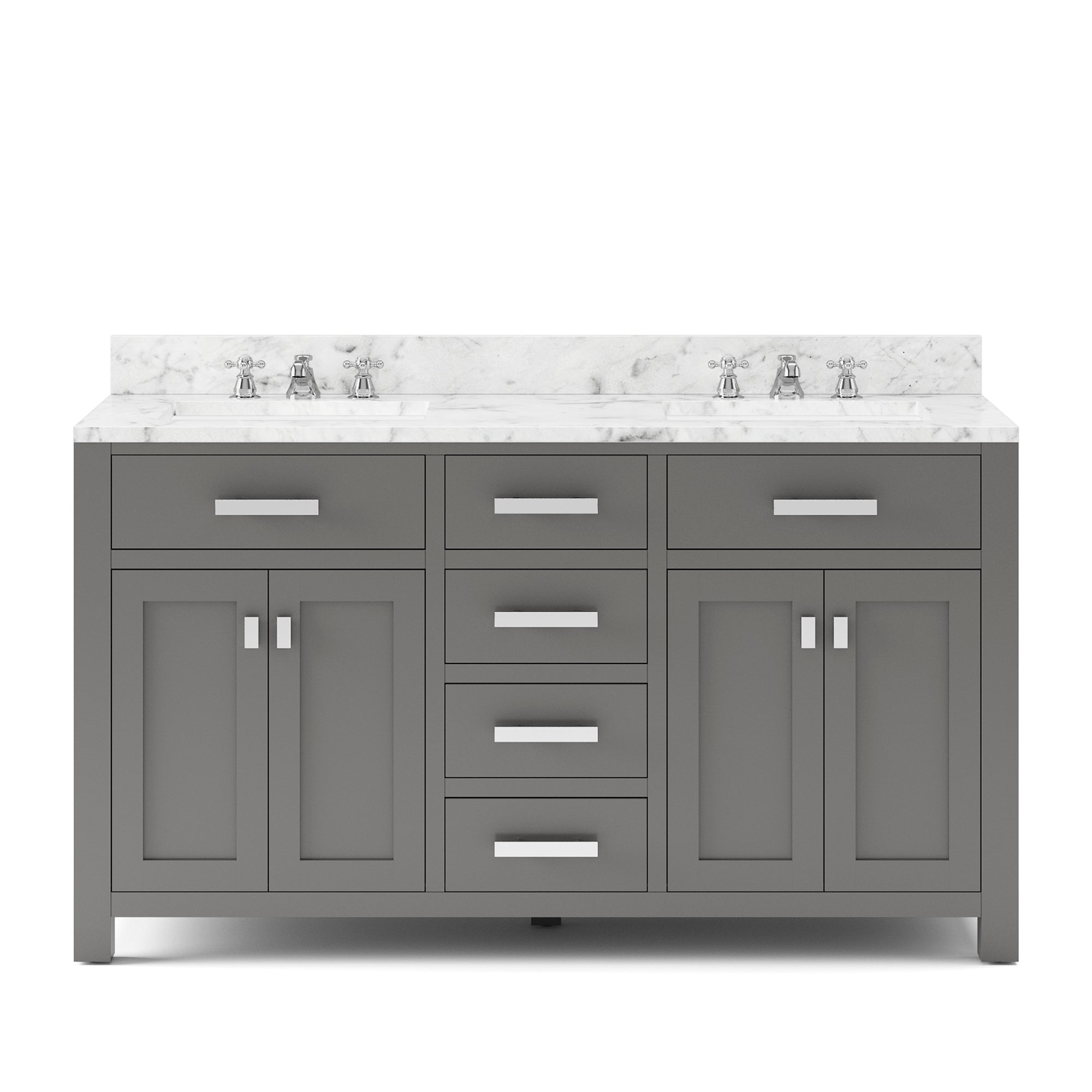 Water Creation | 60 Inch Cashmere Grey Double Sink Bathroom Vanity With Faucet From The Madison Collection | MS60CW01CG-000BX0901