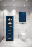 Water Creation | Madison Collection Linen Cabinet In Monarach Blue | MADISON-LC-MB