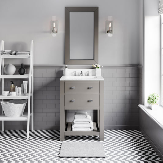 Water Creation | 24 Inch Cashmere Grey Single Sink Bathroom Vanity With Matching Framed Mirror From The Madalyn Collection | MA24CW01CG-R21000000