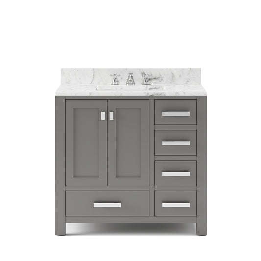 Water Creation | 36 Inch Wide Cashmere Grey Single Sink Bathroom Vanity With Faucets From The Madison Collection | MS36CW01CG-000BX0901