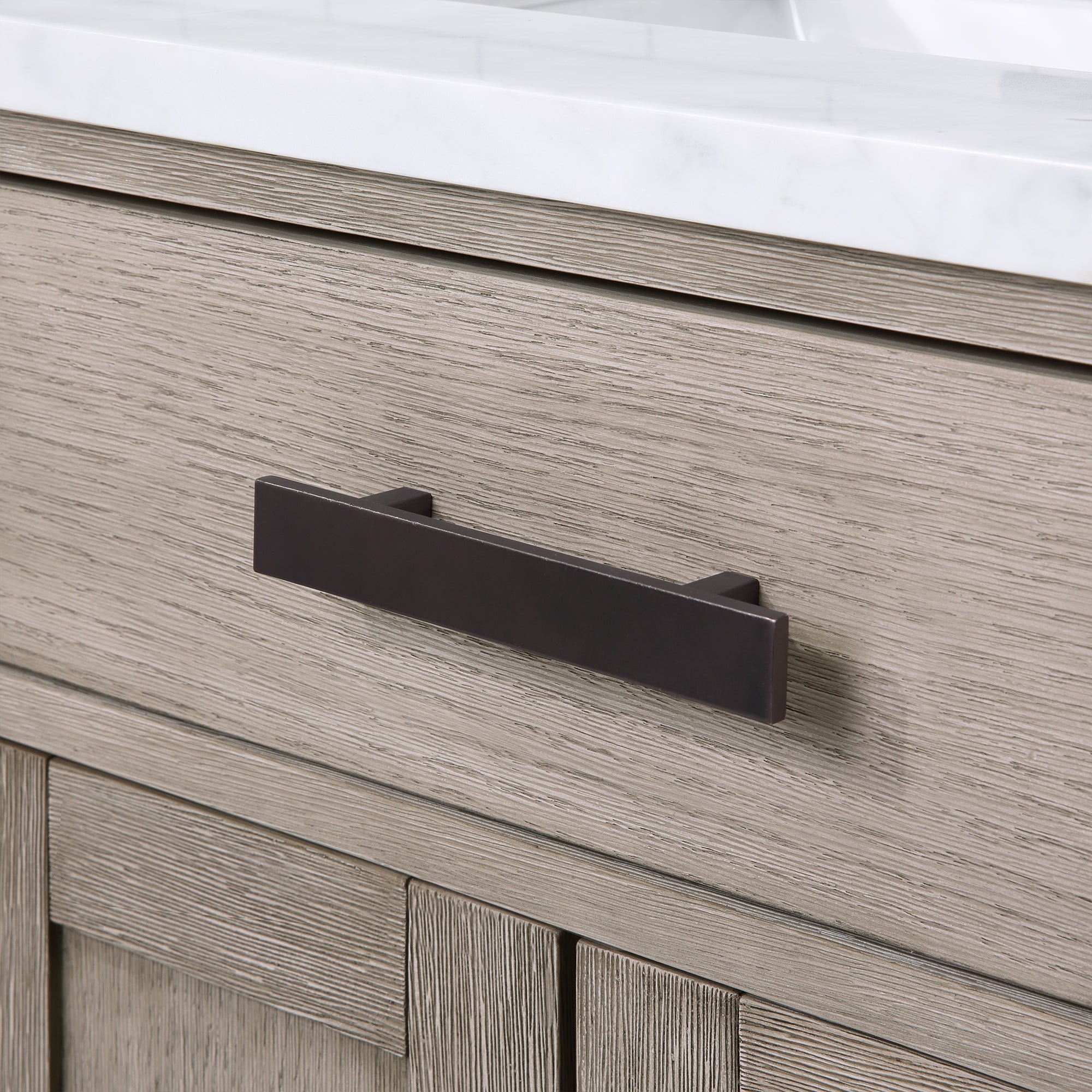 Water Creation | Chestnut 24 In. Single Sink Carrara White Marble Countertop Vanity In Grey Oak with Grooseneck Faucet | CH24CW03GK-000BL1403