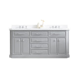 Water Creation | 72" Palace Collection Quartz Carrara Cashmere Grey Bathroom Vanity Set With Hardware in Chrome Finish | PA72QZ01CG-000000000