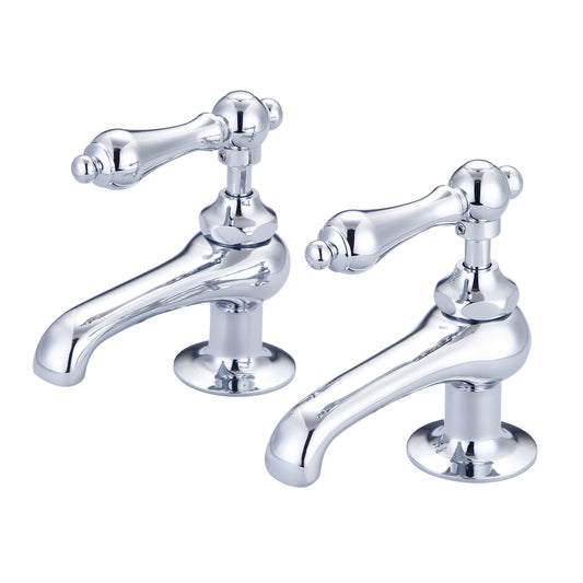 Water Creation | Vintage Classic Basin Cocks Lavatory Faucets in Chrome Finish With Metal Lever Handles Without Labels | F1-0003-01-AL
