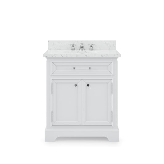 Water Creation | 30 Inch Pure White Single Sink Bathroom Vanity With Faucet From The Derby Collection | DE30CW01PW-000BX0901