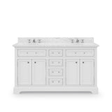 Water Creation | 60 Inch Pure White Double Sink Bathroom Vanity With Faucet From The Derby Collection | DE60CW01PW-000BX0901