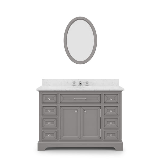 Water Creation | 48 Inch Cashmere Grey Single Sink Bathroom Vanity With Matching Framed Mirror From The Derby Collection | DE48CW01CG-O24000000