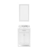 Water Creation | 24 Inch Pure White Single Sink Bathroom Vanity With Matching Framed Mirror And Faucet From The Madison Collection | MS24CW01PW-R21BX0901