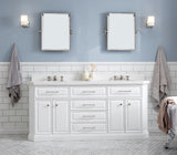 Water Creation | 72" Palace Collection Quartz Carrara Pure White Bathroom Vanity Set With Hardware And F2-0009 Faucets, Mirror in Polished Nickel (PVD) Finish | PA72QZ05PW-E18BX0905