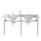 Water Creation | Embassy 72 Inch Wide Double Wash Stand, P-Trap, Counter Top with Basin, and F2-0012 Faucet included in Chrome Finish | EB72D-0112