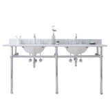 Water Creation | Embassy 72 Inch Wide Double Wash Stand, P-Trap, Counter Top with Basin, and F2-0012 Faucet included in Chrome Finish | EB72D-0112