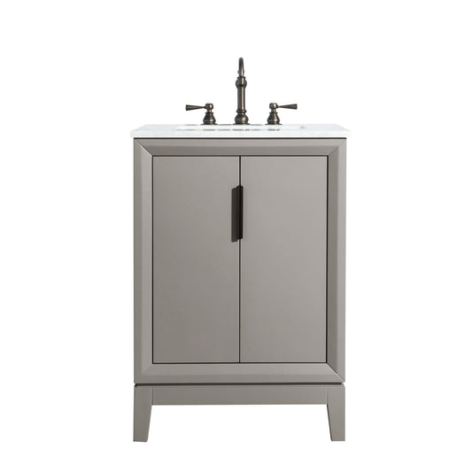 Water Creation | Elizabeth 24-Inch Single Sink Carrara White Marble Vanity In Cashmere Grey  With F2-0012-03-TL Lavatory Faucet(s) | EL24CW03CG-000TL1203