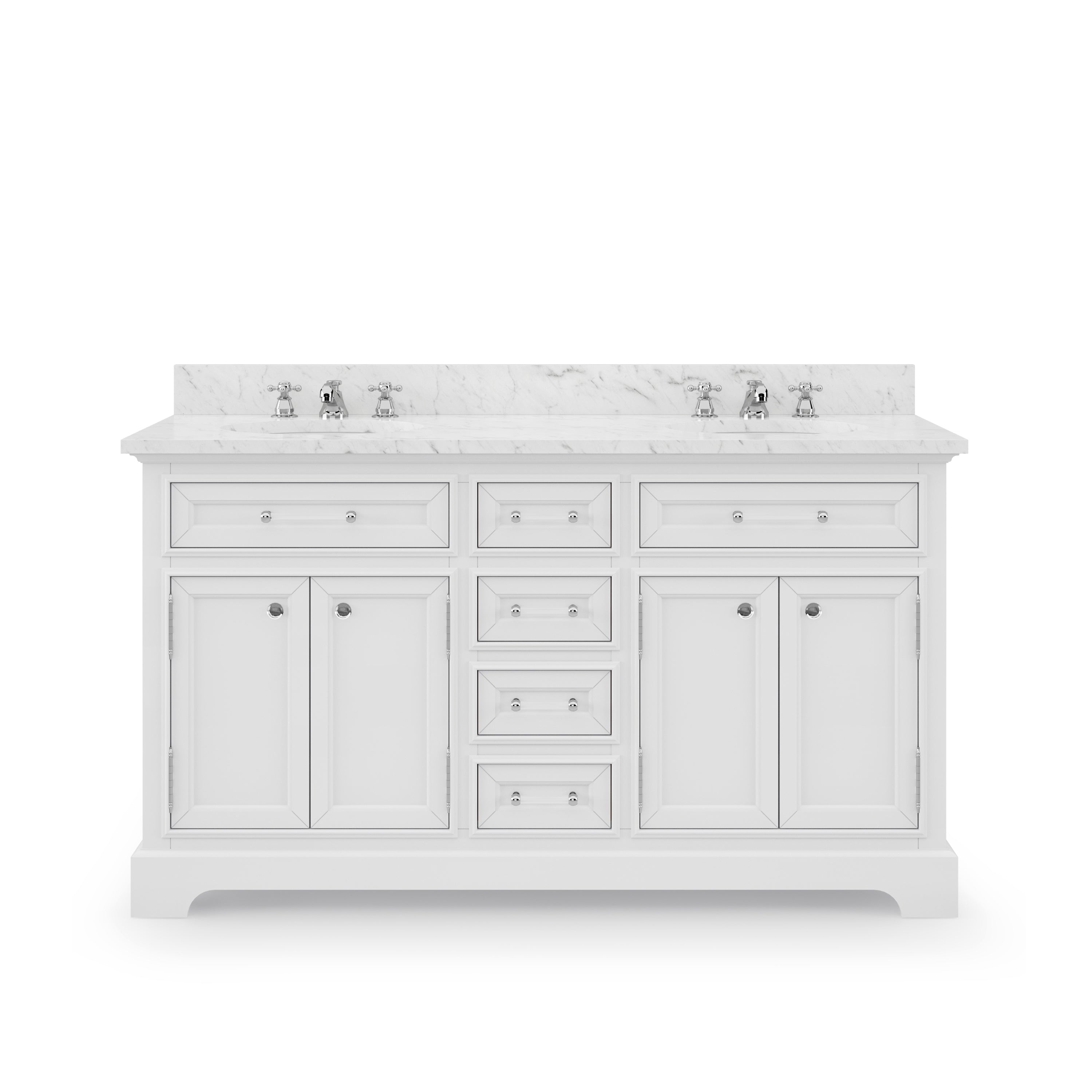 Water Creation | 60 Inch Pure White Double Sink Bathroom Vanity From The Derby Collection | DE60CW01PW-000000000