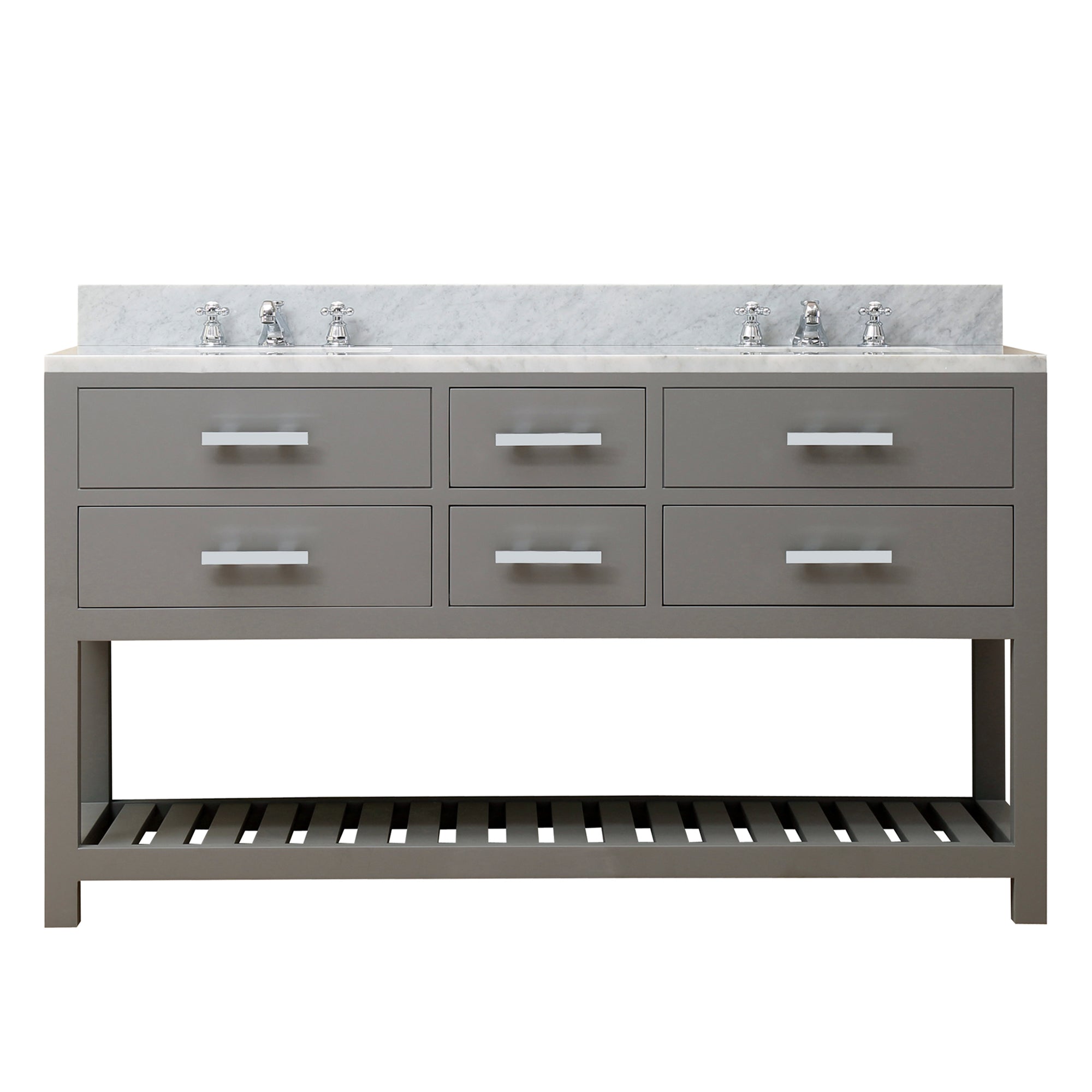 Water Creation | 60 Inch Cashmere Grey Double Sink Bathroom Vanity With Faucet From The Madalyn Collection | MA60CW01CG-000BX0901