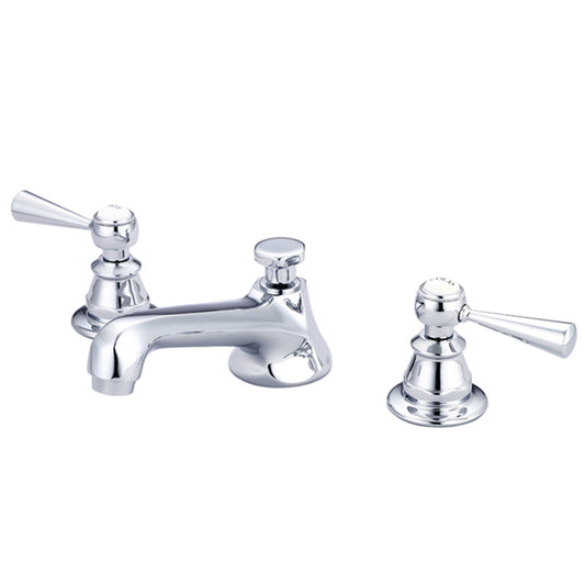 Water Creation | American 20th Century Classic Widespread Lavatory F2-0009 Faucets With Pop-Up Drain in Chrome Finish With Torch Lever Handles, Hot And Cold Labels Included | F2-0009-01-TL