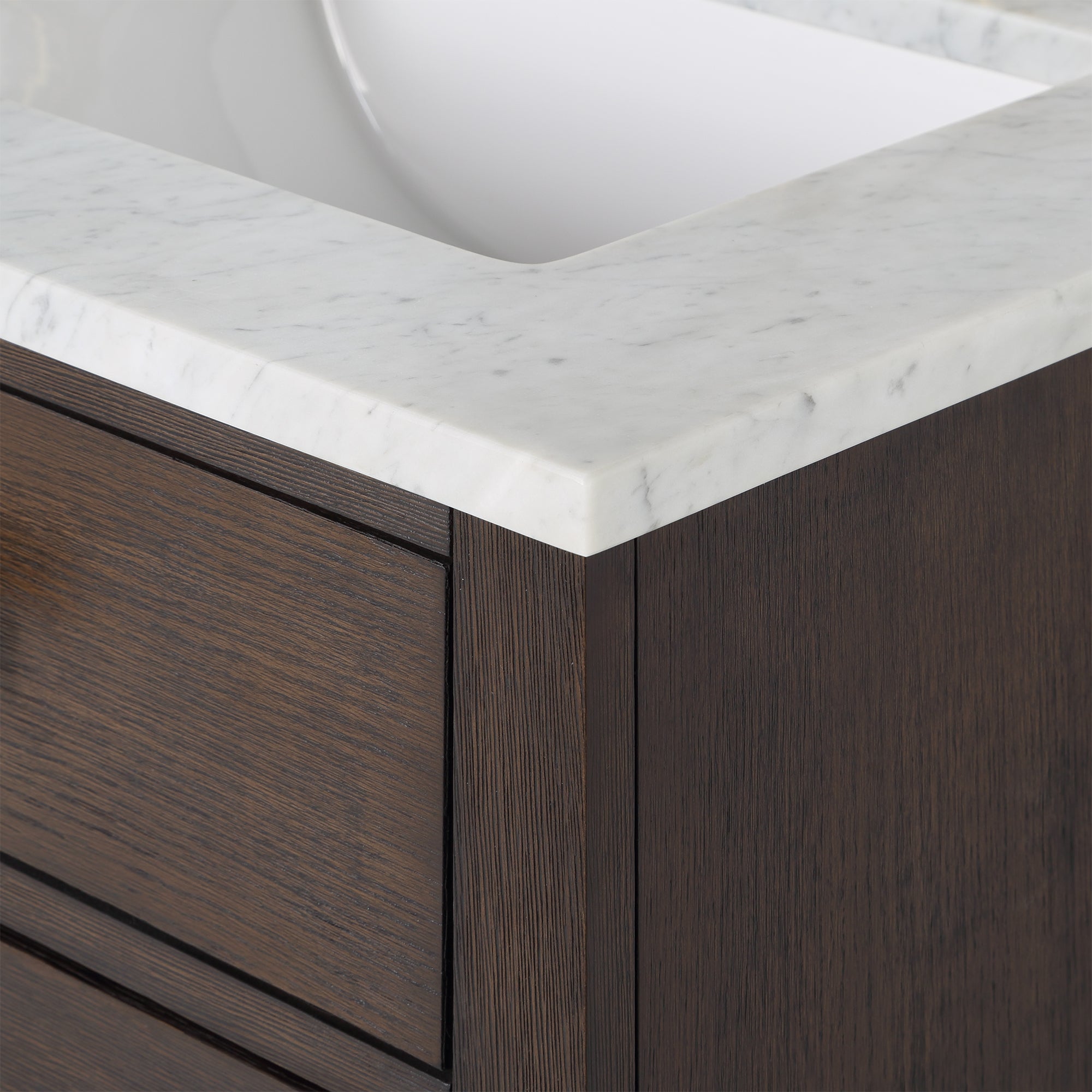 Water Creation | Chestnut 60 In. Double Sink Carrara White Marble Countertop Vanity In Brown Oak | CH60CW06BK-000000000