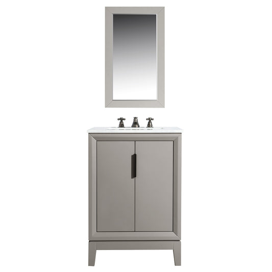 Water Creation | Elizabeth 24-Inch Single Sink Carrara White Marble Vanity In Cashmere Grey With Matching Mirror(s) and F2-0009-03-BX Lavatory Faucet(s) | EL24CW03CG-R21BX0903