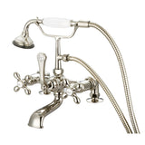 Water Creation | Vintage Classic 7 Inch Spread Deck Mount Tub Faucet With 2 Inch Risers & Handheld Shower in Polished Nickel (PVD) Finish With Metal Lever Handles, Hot And Cold Labels Included | F6-0007-05-AX