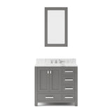 Water Creation | 36 Inch Wide Cashmere Grey Single Sink Bathroom Vanity With Matching Mirror And Faucet(s) From The Madison Collection | MS36CW01CG-R24BX0901