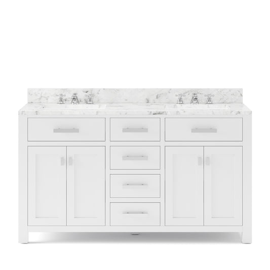 Water Creation | 60 Inch Pure White Double Sink Bathroom Vanity From The Madison Collection | MS60CW01PW-000000000