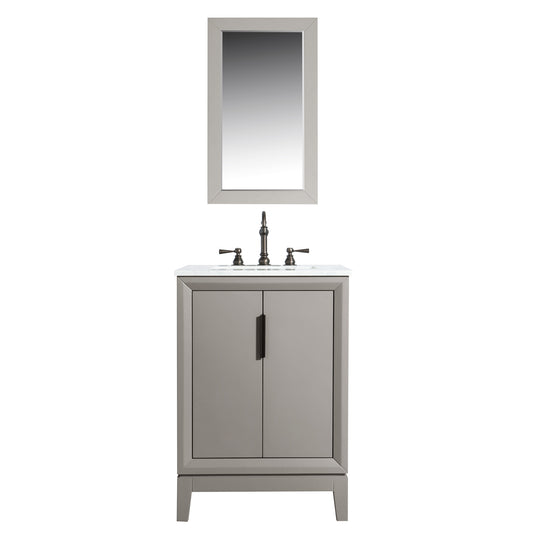 Water Creation | Elizabeth 24-Inch Single Sink Carrara White Marble Vanity In Cashmere Grey With Matching Mirror(s) and F2-0012-03-TL Lavatory Faucet(s) | EL24CW03CG-R21TL1203