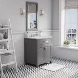 Water Creation | 30 Inch Cashmere Grey Single Sink Bathroom Vanity With Matching Framed Mirror And Faucet From The Madison Collection | MS30CW01CG-R24BX0901