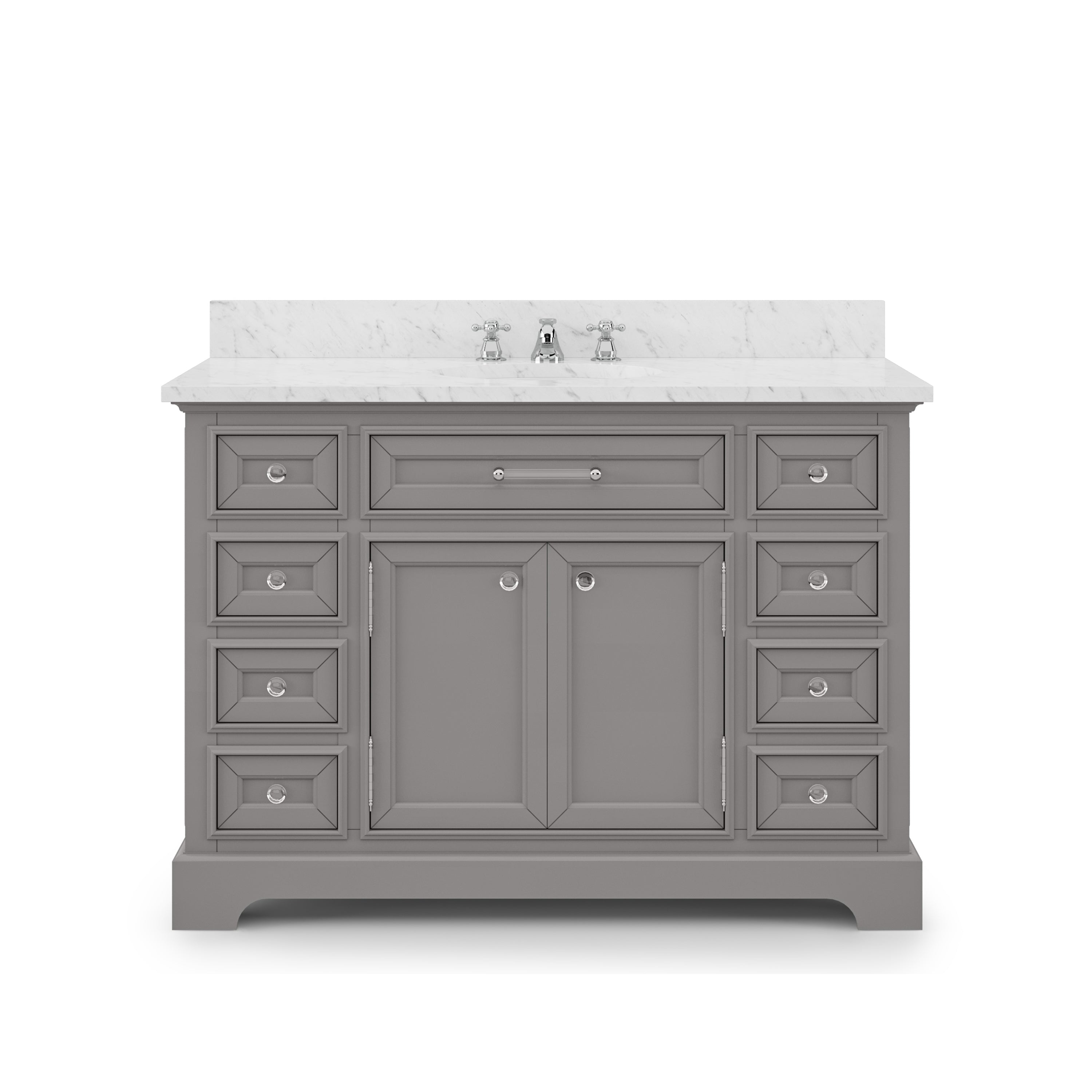 Water Creation | 48 Inch Cashmere Grey Single Sink Bathroom Vanity With Faucet From The Derby Collection | DE48CW01CG-000BX0901