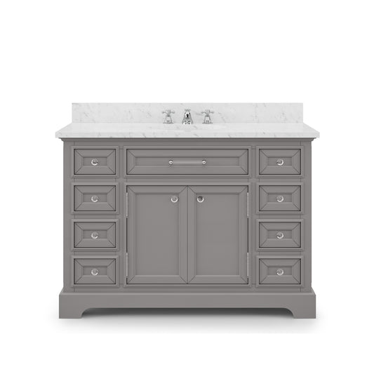 Water Creation | 48 Inch Cashmere Grey Single Sink Bathroom Vanity With Faucet From The Derby Collection | DE48CW01CG-000BX0901