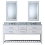 Water Creation | 72 Inch Pure White Double Sink Bathroom Vanity With 2 Matching Framed Mirrors And Faucets From The Madalyn Collection | MA72CW01PW-R24BX0901