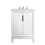 Water Creation | Elizabeth 24-Inch Single Sink Carrara White Marble Vanity In Pure White With Matching Mirror(s) and F2-0009-01-BX Lavatory Faucet(s) | EL24CW01PW-R21BX0901