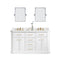 Water Creation | 60" Palace Collection Quartz Carrara Pure White Bathroom Vanity Set With Hardware And F2-0013 Faucets in Satin Gold Finish And Only Mirrors in Chrome Finish | PA60QZ06PW-E18FX1306