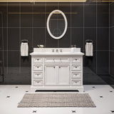 Water Creation | 48 Inch Pure White Single Sink Bathroom Vanity With Matching Framed Mirror From The Derby Collection | DE48CW01PW-O24000000