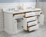 Water Creation | 72" Palace Collection Quartz Carrara Pure White Bathroom Vanity Set With Hardware in Chrome Finish | PA72QZ01PW-000000000