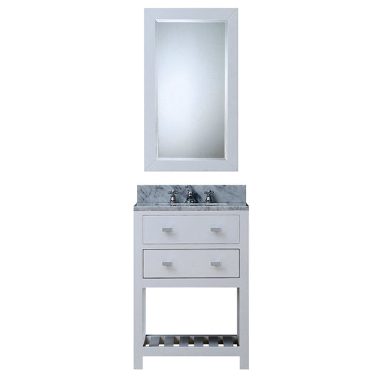 Water Creation | 24 Inch Pure White Single Sink Bathroom Vanity With Matching Framed Mirror From The Madalyn Collection | MA24CW01PW-R21000000