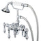 Water Creation | Vintage Classic Adjustable Center Wall Mount Tub Faucet With Down Spout, Swivel Wall Connector & Handheld Shower in Chrome Finish With Metal Lever Handles Without Labels | F6-0018-01-AL