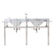 Water Creation | Embassy 72 Inch Wide Double Wash Stand, P-Trap, Counter Top with Basin, and F2-0013 Faucet included in Polished Nickel (PVD) Finish | EB72D-0513