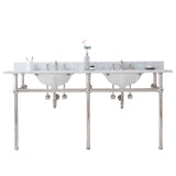 Water Creation | Embassy 72 Inch Wide Double Wash Stand, P-Trap, Counter Top with Basin, and F2-0013 Faucet included in Polished Nickel (PVD) Finish | EB72D-0513