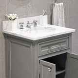 Water Creation | 24 Inch Cashmere Grey Single Sink Bathroom Vanity With Faucet From The Derby Collection | DE24CW01CG-000BX0901