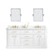 Water Creation | 72" Palace Collection Quartz Carrara Pure White Bathroom Vanity Set With Hardware in Satin Gold Finish And Only Mirrors in Chrome Finish | PA72QZ06PW-E18000000